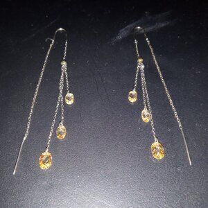 VINTAGE Sterling Silver Citrine dangling earrings ~ like new